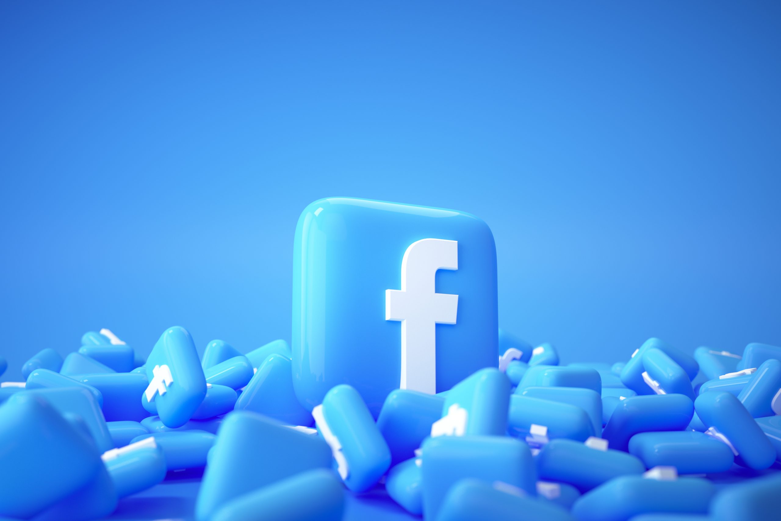 399473829_Editorial_Use_Only3D Pile of Facebook logo background. Facebook the famous social media platform. for social media marketing