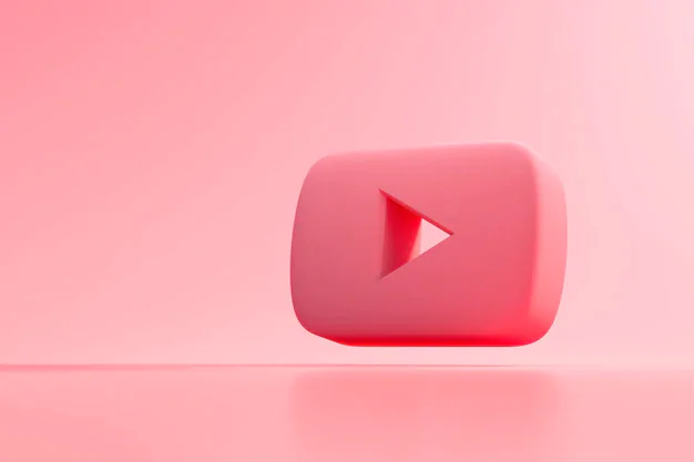 A pink youtube icon on a pink background.