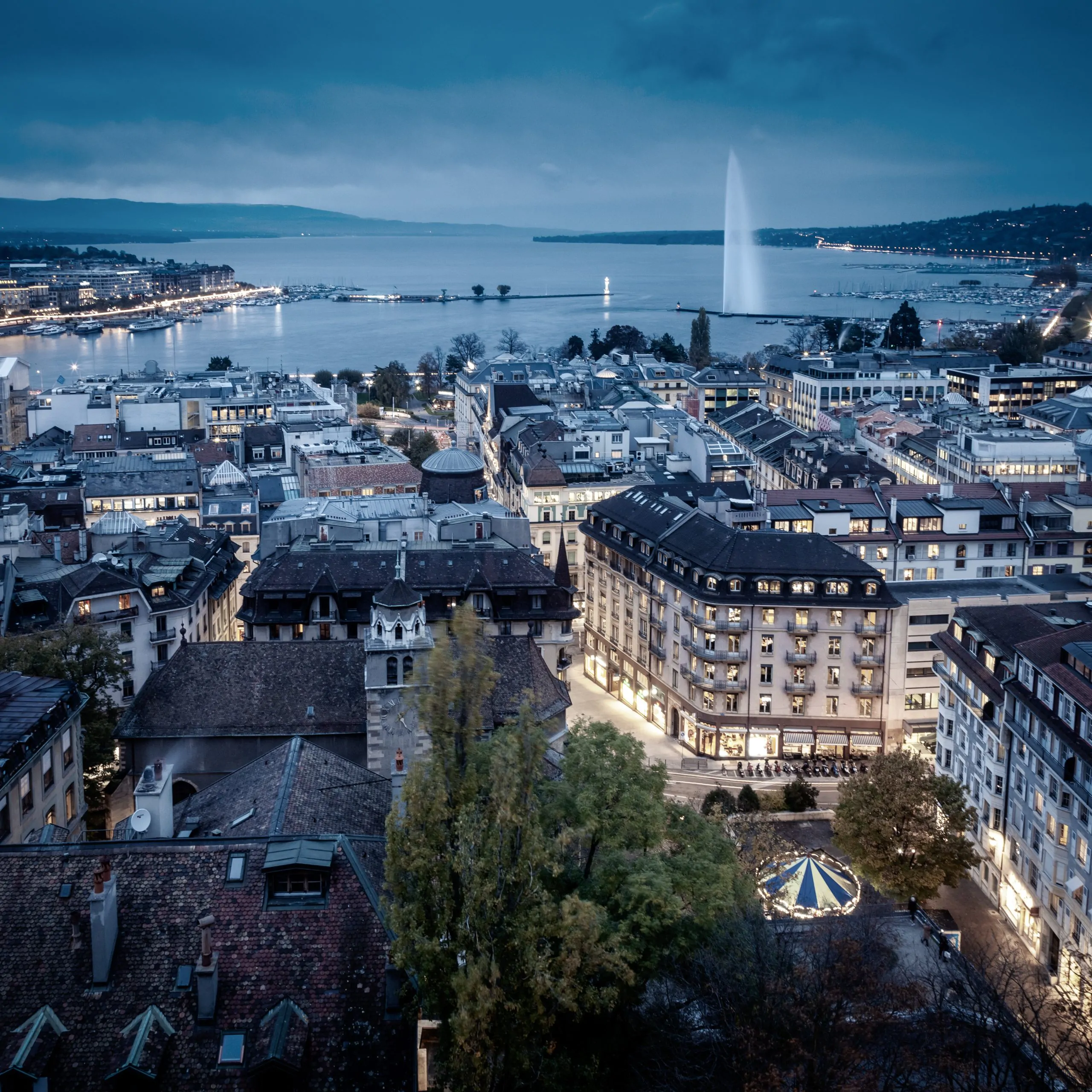 An aerial view of the city of Zurich, Switzerland, highlighting a leading marketing agency.